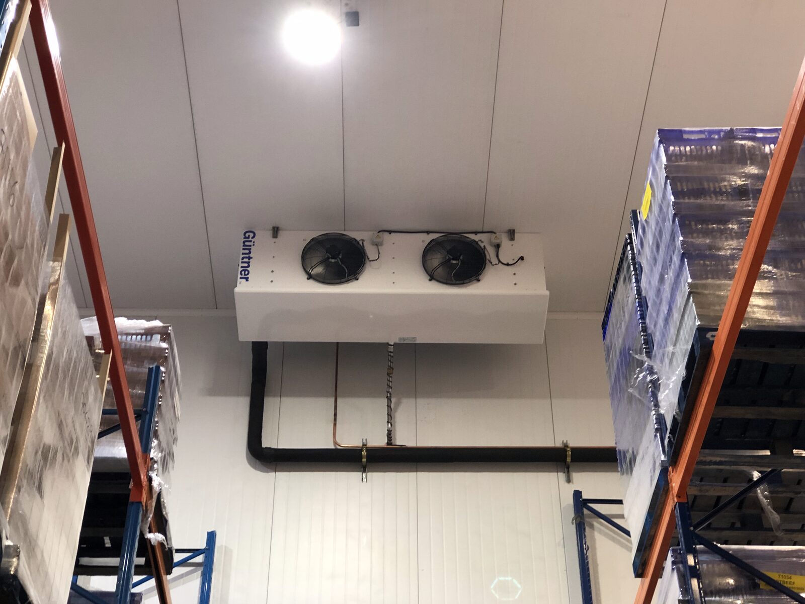 Cold Room Evaporator - Güntner evaporator unit installed in operational cold room