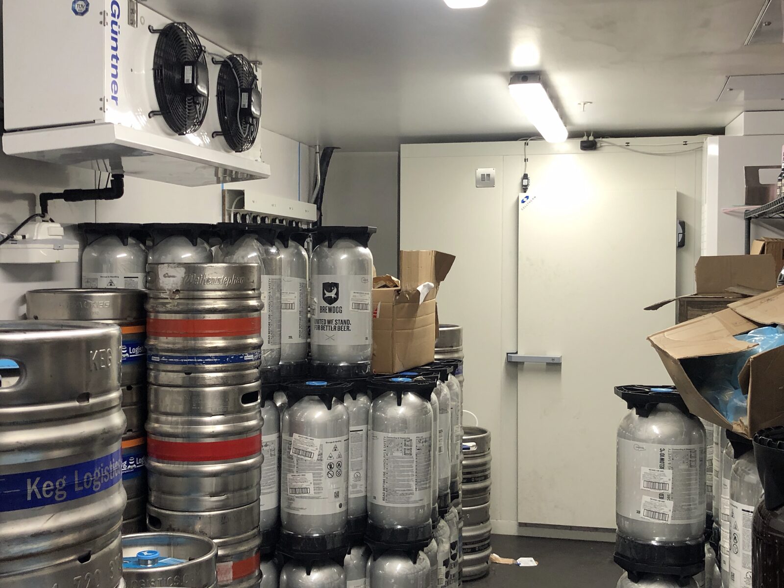 Bar Cold Room - Operational cold room with keg storage and evaporator